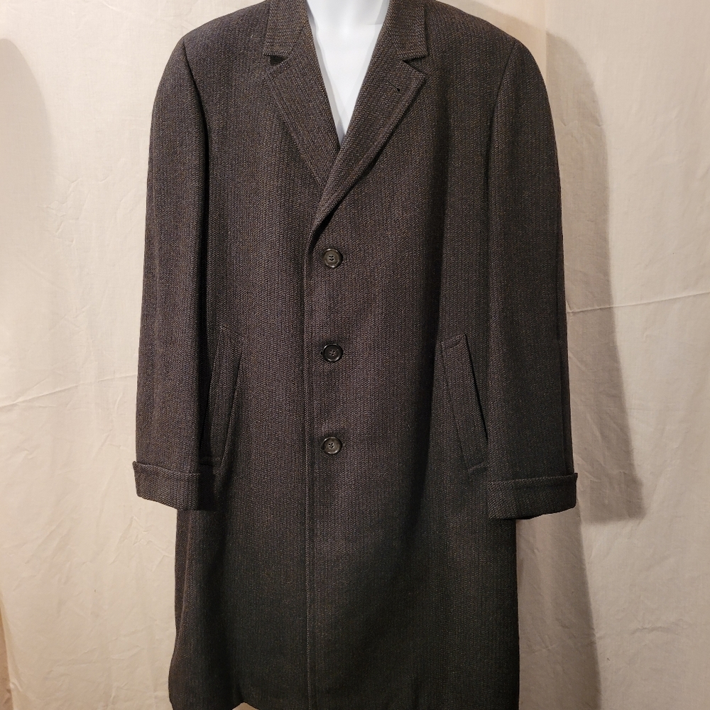 Vtg Kuppenheimer Tigertwist Gray Wool Overcoat